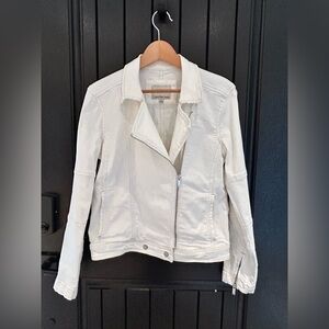 Calvin Klein White Moto Jean Jacket
